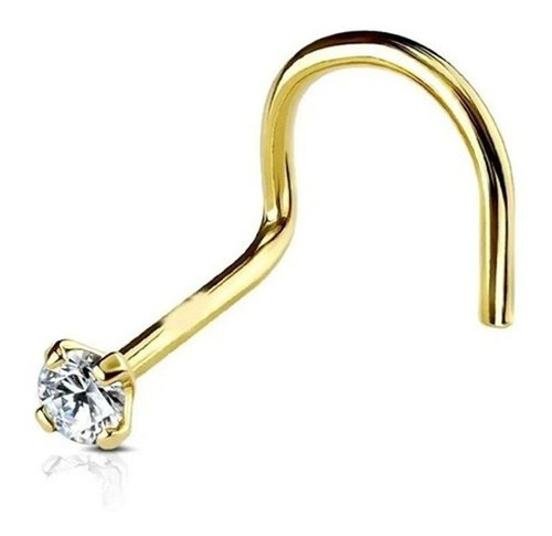 Piercing Aro Nariz Oro Amarillo 18k Corazon C/ Piedra