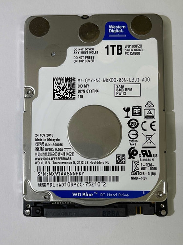 Hd 1tb Western Digital, 2.5 Funcionando Normalmente, Seminov