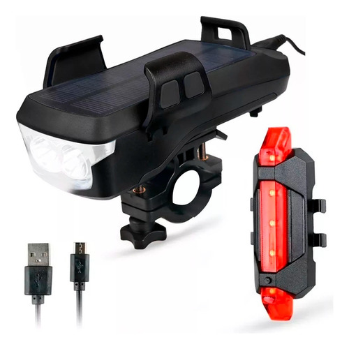 Set Luz Bicicleta Led Usb Trasera Y Delantera Recargables