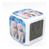 Reloj Despertador Led Diseño De Gato British Shorthair