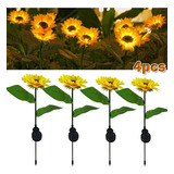 4pcs Luz Solar En Forma De Girasol, Luz De Césped De Jardín