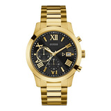 Reloj Para Hombre Guess Atlas Color Dorado W0668g8 Color Del Fondo Negro