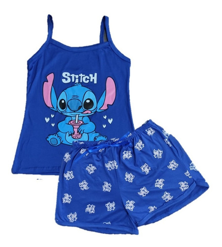 Pijama Para Mujer De Lilo Y Stich  Short Y Blusa