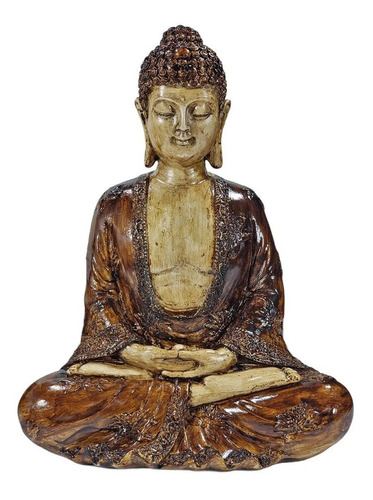 Buda Hindu Tibetano Sidarta Estátua Grande Imitação Madeira