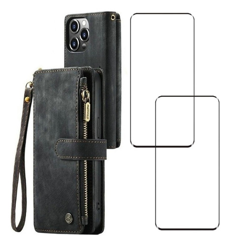 Funda Para iPhone, Funda Tipo Cartera Con Cierre Y Cordón