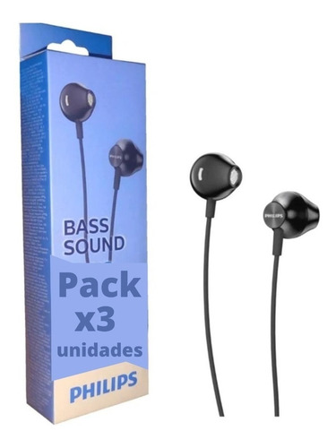 Pack X3 Auriculares Para Celular O Pc Cable In Ear Philips