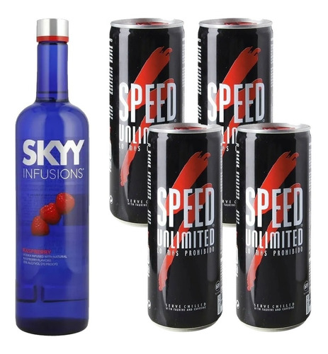Vodka Skyy Raspberry + Speed Energizante Unlimited X4
