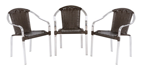 Conjunto De 3 Cadeiras De Piscina Em Aluminio Toquio
