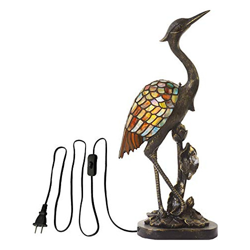 Tiffany Crane Bird Luz De Mesa Retro Vitral Y Resina 1 ...