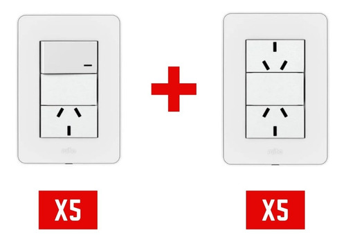 Pack X10 Llave De Luz Toma Doble + Punto Y Toma Jeluz Mito