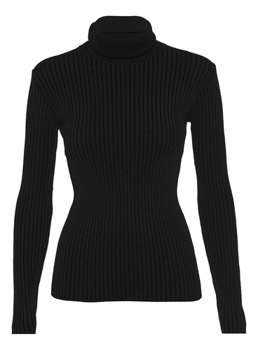 Cacharrel Blusa Tricot Lã Feminina Canelada Gola Alta R: 965