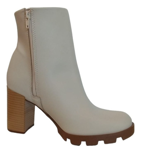 Botas Blancas Con Taco Simil Madera Mujer Beira Rio