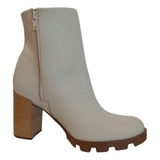 Botas Blancas Con Taco Simil Madera Mujer Beira Rio