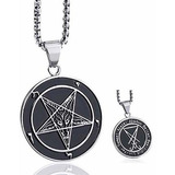 Elfasio Invertido Pentagram Baphomet Cabra Collar Para Hombr