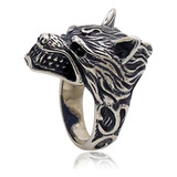 Anillo Con Cabeza De Lobo Gigante For Hombre, Joyería Retro