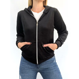 Campera Plush Mujer Capucha Bolsillo Talles