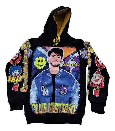 Buzo Club Misterio Capucha Brilla Oscuridad Frisa Premium | Mismo precio en cuotas