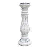 Candelabro De Vidrio Blanco Y Plateado Importado 30 Cms