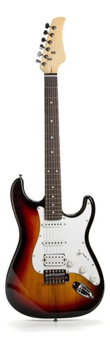 Guitarra Eléctrica Femmto Stratocaster Naranja Y Negra Brillante Mastil De Arce Con Amplificador