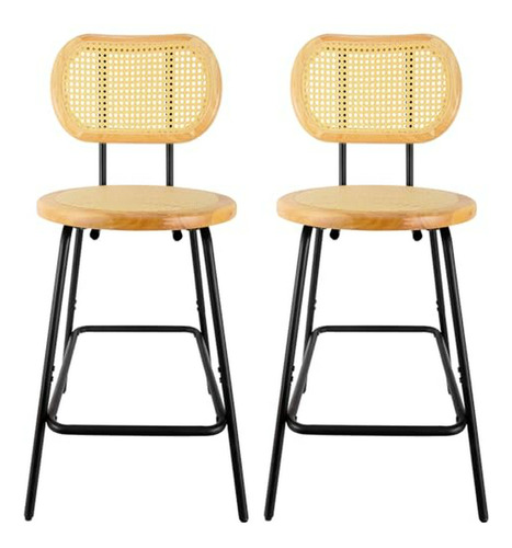 Silla De Comedor Moderna Resllowe, Set De 2, 500 Lbs, Rattan