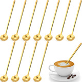 Cucharas De Café Doradas De 6,7 Pulgadas Con Mango Largo, Cu