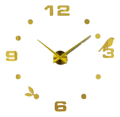 Reloj De Pared 3d Dorado Diseño Moderno Tamaño Grande 