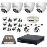 Kit Cctv 4 Cámaras Domo 2mp Full Color 1 Tb Dvr 8 Baluns