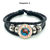 Pulsera Templaria Medieval Cuero Trenzado