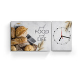 Relojes De Pared Cuadro Diptico Cocina Frases Good Food Life