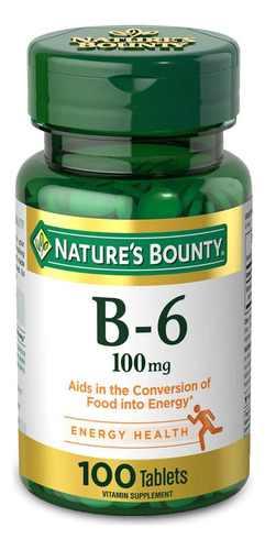 Nature's Bounty Vitamina B6 Piridoxina 100mg Con 100 Caps. 
