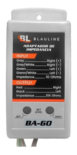 Adaptador De Impedancia Alta Blauline 2 Canales Ba-60 Audio