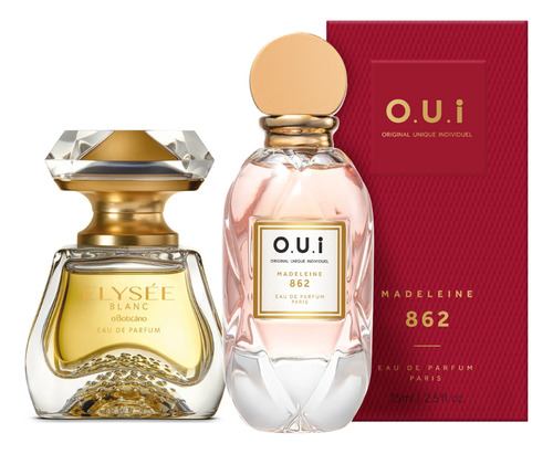 Kit Elysée Blanc Eau De Parfum 50ml Oboticário + O.u.i Madeleine 862 Eau De Parfum Feminino 75ml Presente Mulher Dia Das Mãe