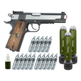 Airgun Pistola 4.5 Rossi 1911 Cromada + 1500 Esferas+ 15 Co2