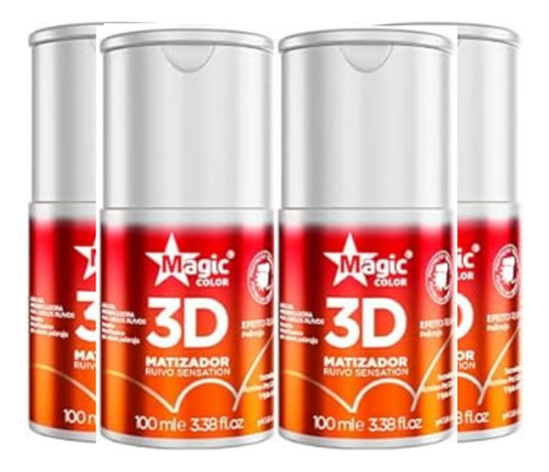 Kit Com 4 Matizador Magic Color Ruivo Sensation 3d - 100ml