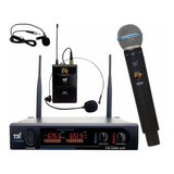 Sistema De Microfone Sem Fio Duplo Tsi-1200 Cli Uhf - Tsi Cor Preto