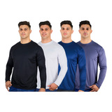 Kit 4 Camisas Termica Manga Longa Dry Fit Proteção Uv 50 Fps