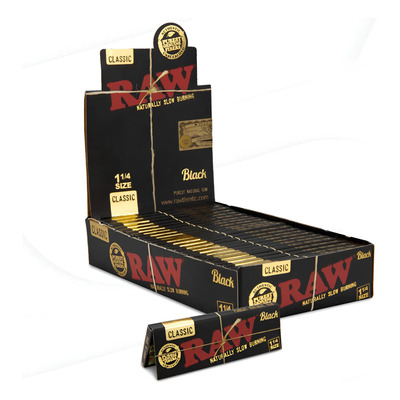Rolling Papers Raw Black, 1 1\u002F4, 24 Paquetes De 50 Unidades, | Meses sin interés