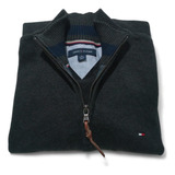 Sueter Tommy Hilfiger Liso Gris / Marino Oscuro Talla Xl