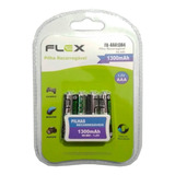 Cartela C/4 Bat. Recarregáveis Flex Aaa 1300mah