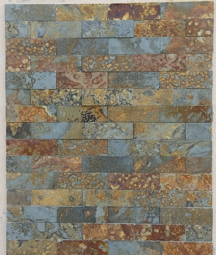 Revestimento Natural Em Pedra Ardósia Ferrugem 7,5x23 Brick
