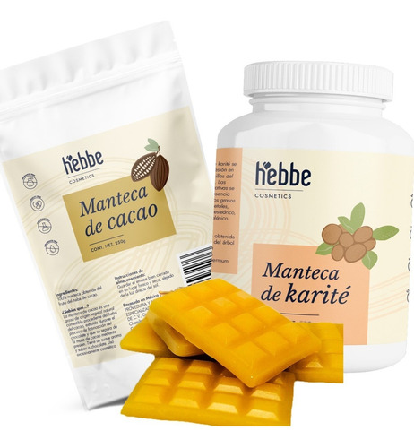 250g Manteca Karite +250g Manteca De Cacao + Cera De Abeja