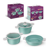 Batería De Cocina Jade Pop 5 Piezas + Pomo Removible 