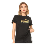 Polera Puma Ess+ Metallic Logo Mujer Negro