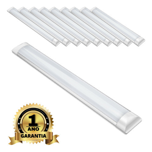 Kit 10 Luminária Slim Linear Sobrepor Led 36/40w 120cm 6500k Cor Branco 110v/220v