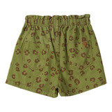 Short Feminino Verde De Sarja Animal Print R3441 Authoria