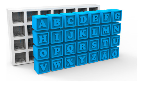 Molde De Silicone Alfabeto Letras Frente E Verso 28 Letras