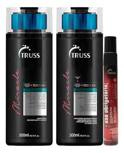 Truss Miracle Shampoo Condicio 300ml+uso Summer Miracle 30ml