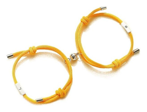 Pulseras Para Pareja Imán Magnéticas Naranja Sol & Luna