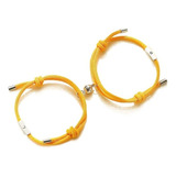 Pulseras Para Pareja Imán Magnéticas Naranja Sol & Luna