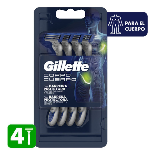 Máquina De Afeitar Gillette Cuerpo X 4 Un